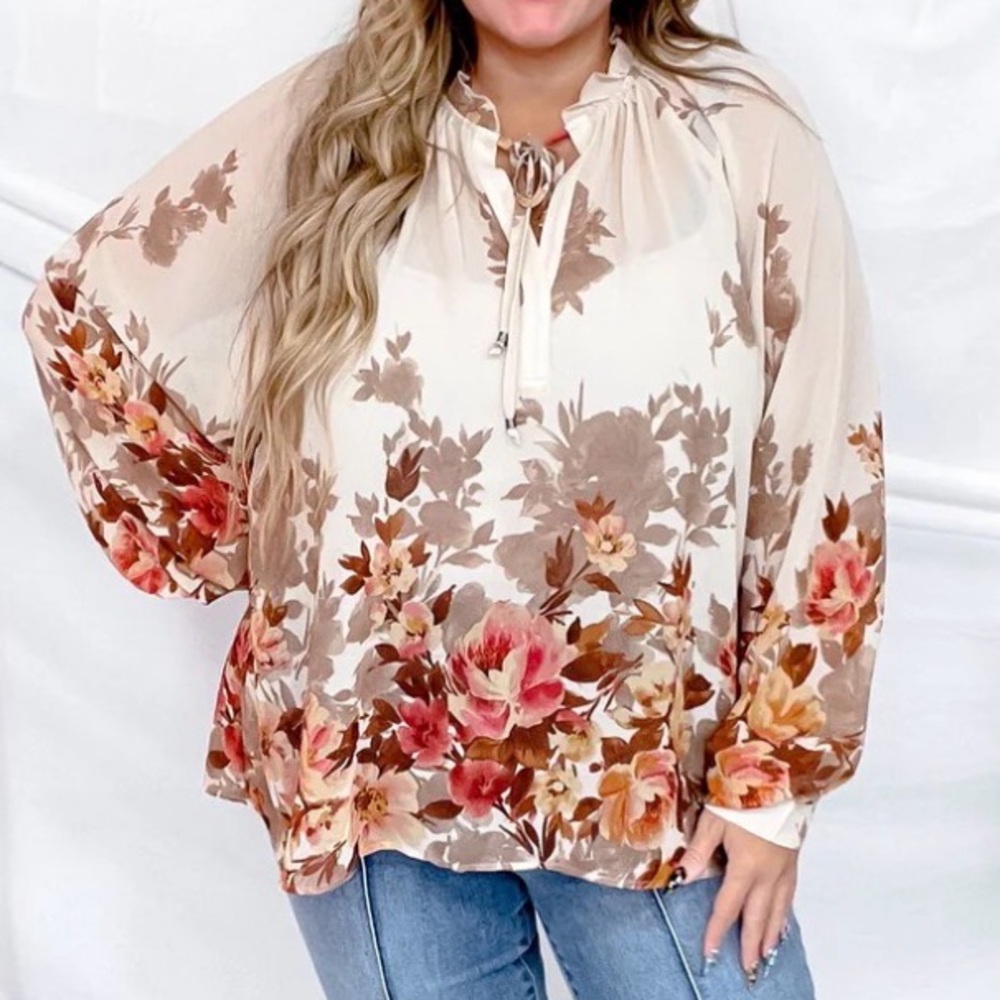 ON SALE 675. Easel Floral Print Women's Top - Picture 2 of 4